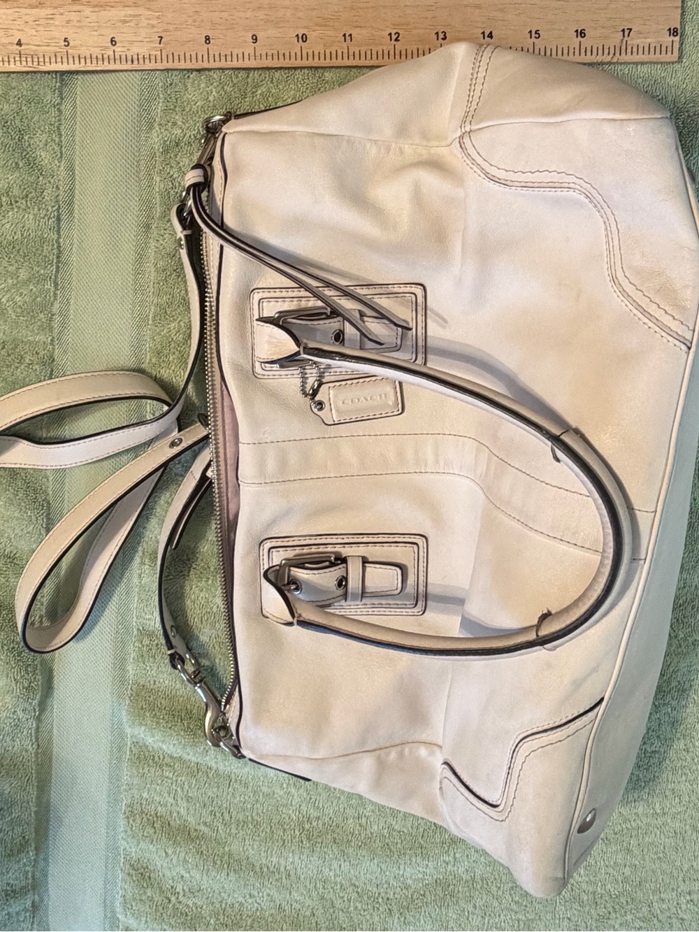 Coach Cream Leather Tote Satchel with Removable Strap - Picture 7 of 9